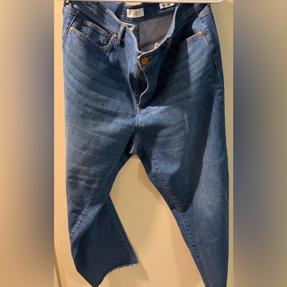 LOFT Outlet ankle length curvy high rise boyfriend Jeans.